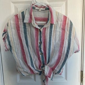 striped button down shirt